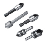 5pcs/set High Speed Steel Industrial Countersink Drill 5 Flutes Woodworking Chamfering Cutter