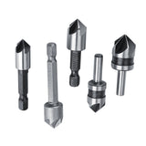 5pcs/set High Speed Steel Industrial Countersink Drill 5 Flutes Woodworking Chamfering Cutter