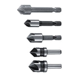 5pcs/set High Speed Steel Industrial Countersink Drill 5 Flutes Woodworking Chamfering Cutter