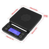 3KG/0.1g Digital Kitchen Food Scale Drip Coffee Weighing with Timer (Bluish Violet Backlight)
