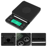 3KG/0.1g Electronic Digital Kitchen Food Scale Drip Coffee Weighing with Timer(Green Backlight)
