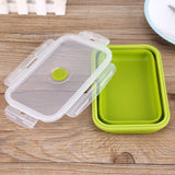 800ml Silicone Collapsible Portable Lunchbox Bowl Folding Food Storage Container Green