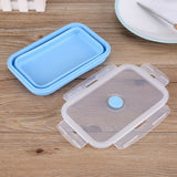 800ml Silicone Collapsible Portable Lunchbox Bowl Folding Food Storage Container Blue
