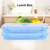 800ml Silicone Collapsible Portable Lunchbox Bowl Folding Food Storage Container Blue