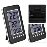 LCD Digital Indoor Outdoor Thermometer Clock Temperature Meter Wireless Transmitter