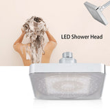 6 Inch Square Rain Shower Head LED Light 3 Color Changing Bathroom Sprinkler
