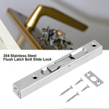 Home Gate Door Security Guard 304 Stainless Steel Flush Latch Bolt Slide Lock 6inch