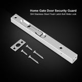 Home Gate Door Security Guard 304 Stainless Steel Flush Latch Bolt Slide Lock 8inch