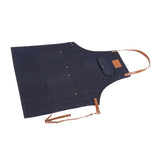 Denim Bib Apron Leather Strap Baker Bartender BBQ Chef Work Cook Uniform