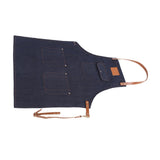 Denim Bib Apron Leather Strap Baker Bartender BBQ Chef Work Cook Uniform
