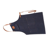 Denim Bib Apron Leather Strap Baker Bartender BBQ Chef Work Cook Uniform