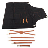 Denim Bib Apron Leather Strap Baker Bartender BBQ Chef Work Cook Uniform A In Australia - Darrahopens