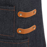 Denim Bib Apron Leather Strap Baker Bartender BBQ Chef Work Cook Uniform A