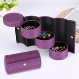 Portable 3 Layers Cylinder Shaped Jewelry Storage Box Organizer for Girls Women Gift Purple