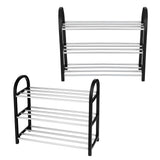 Plastic Aluminum Metal Standing Shoe Rack DIY Shoes Storage Shelf Home Organizer 3 Tiers