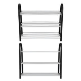 Plastic Aluminum Metal Standing Shoe Rack DIY Shoes Storage Shelf Home Organizer 3 Tiers