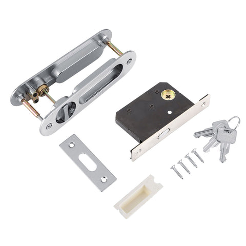 Sliding Door Lock Handle Anti theft with Keys for Barn Wood Furniture Hardware Silver In Australia - Darrahopens