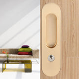 Sliding Door Lock Handle Anti theft with Keys for Barn Wood Furniture Hardware Gold