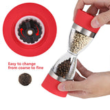 2 in 1 Double ended Manual Kitchen Salt & Pepper Mill Grinder Adjustable Ceramic Rotor Red