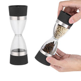 2 in 1 Double ended Manual Kitchen Salt & Pepper Mill Grinder Adjustable Ceramic Rotor Black