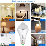 E27 5W PIR Infrared Auto Motion Sensor LED Light Lamp Bulb for Restroom Parking White 6500K