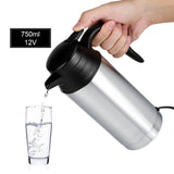 12V 750ml Stainless Steel Electric Car Kettle Heating Cup Coffee Mug Travel Water Bottle