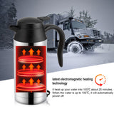 12V 750ml Stainless Steel Electric Car Kettle Heating Cup Coffee Mug Travel Water Bottle