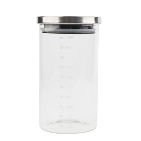 1000ml Glass Storage Jar Coffee Beans Kitchen Food Container Stainless Steel Lid