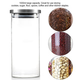 1000ml Glass Storage Jar Coffee Beans Kitchen Food Container Stainless Steel Lid