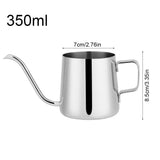 Stainless Steel Drip Coffee Pot Long Gooseneck Spout Kettle Cup Tea Tool (Silver 350mL)
