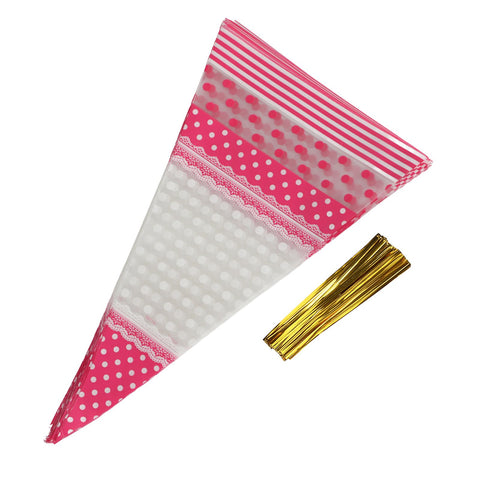50 Piece Clear Cone Shaped Treat Popcorn Bags Treat Bags Cellophane Candy Bags with Twist Ties In Australia - Darrahopens
