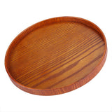 Round Natural Wood Serving Tray Wooden Plate Tea Food Server Dishes Water Drink Platter 24 cm