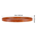 Round Natural Wood Serving Tray Wooden Plate Tea Food Server Dishes Water Drink Platter 24 cm