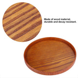 Round Natural Wood Serving Tray Wooden Plate Tea Food Server Dishes Water Drink Platter 24 cm
