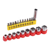 32pcs Stainless Steel Drill Bits Screwdriver Heads Sockets Set with Flexible Extension Shaft