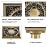 10 x 10 cm Solid Brass Gold Shower Drain Floor Drain Waste Drainer Bathroom Kitchen Balcony