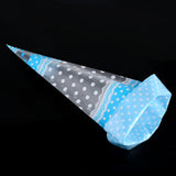 50 Clear Cone Shaped Treat Popcorn Bags Treat Bags Cellophane Candy Bags with Twist Tie BLue