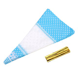50 Clear Cone Shaped Treat Popcorn Bags Treat Bags Cellophane Candy Bags with Twist Tie BLue