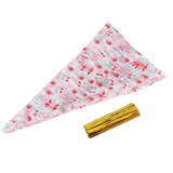 50 Clear Cone shaped Treat Popcorn Bags Treat Bags Cellophane Candy Bags with twist tie Cherry In Australia - Darrahopens
