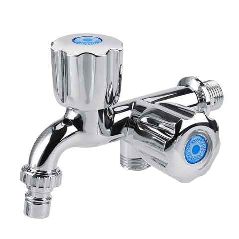 Electroplating Plastic Washing Machine Cold Water Faucet Sink Basin Water Tap with Double Spout Shutter Handle G1/2 In Australia - Darrahopens