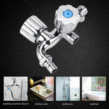 Electroplating Plastic Washing Machine Cold Water Faucet Sink Basin Water Tap with Double Spout Shutter Handle G1/2