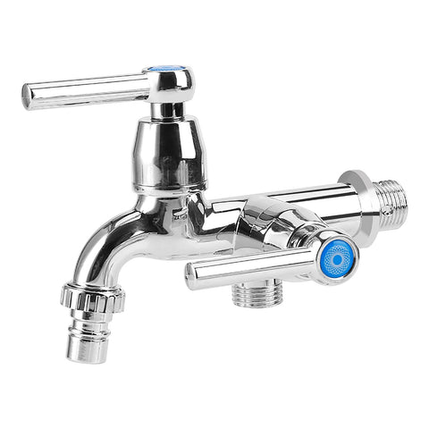 Electroplating Plastic Washing Machine Cold Water Faucet Sink Basin Water Tap with Double Spout Straight Handle G1/2 In Australia - Darrahopens