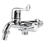 ABS Washing Machine Faucet Sink Basin Water Tap with Double Spout&Handle G1/2 Tail Handle