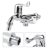 ABS Washing Machine Faucet Sink Basin Water Tap with Double Spout&Handle G1/2 Tail Handle