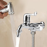 ABS Washing Machine Faucet Sink Basin Water Tap with Double Spout&Handle G1/2 Tail Handle