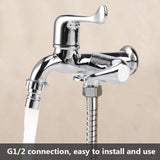 ABS Washing Machine Faucet Sink Basin Water Tap with Double Spout&Handle G1/2 Tail Handle