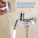 ABS Washing Machine Faucet Sink Basin Water Tap with Double Spout&Handle G1/2 Tail Handle