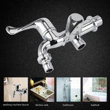ABS Washing Machine Faucet Sink Basin Water Tap with Double Spout&Handle G1/2 Tail Handle