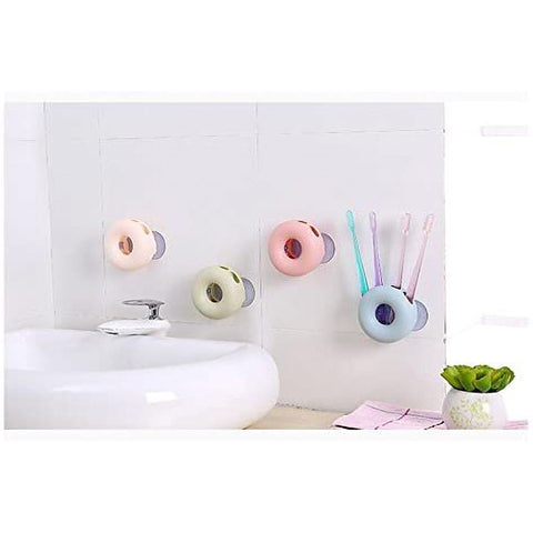 Bathroom Wall Mount Strong Suction Cup Toothbrush Holder Organizer 4 Holes (Beige) In Australia - Darrahopens
