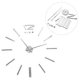 3D Mirror Luxury Modern DIY Large Wall Clock Surface Sticker Room Art Home Office Decor Silver